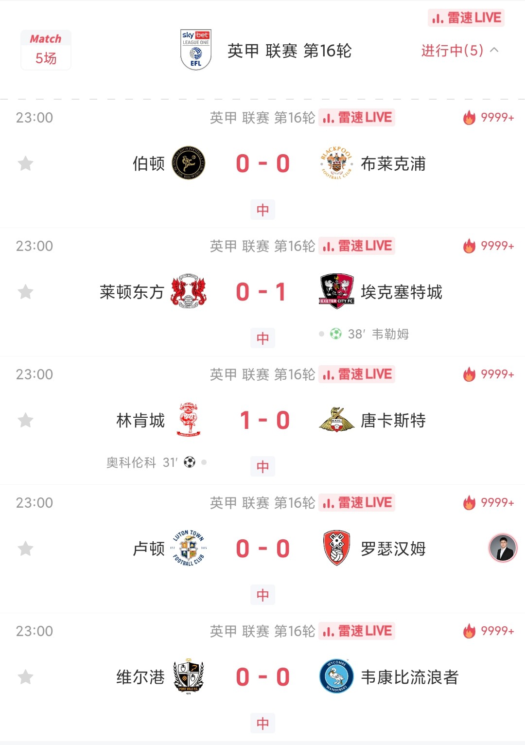 👀Fünf Spiele der englischen League One wurden gleichzeitig ausgetragen, drei davon endeten zur Halbzeit 0:0, und die zehn Teams erzielten insgesamt nur 2 Tore.